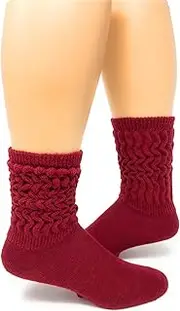 [WARRIOR ALPACA SOCKS] Women's Scrunchy Slouch 100% Alpaca Wool Socks (Medium, Pepperberry), Pepperberry, Large