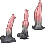 Animal Horse Dog Penis Dildos Tongue Soft Silicone Monster Fantasy Anal Dildo with Strong Suction Cup Animal Dildo Anal Plugs Prostate G Spot Sex Toys for Women Men(C)