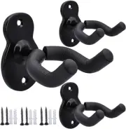 Guitar Wall Mount Wall Hanger 3 Pack Hook Black Metal Guitar Holder for Acoustic