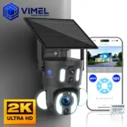 Home Security Camera Solar Powered 2 WIFI Dual 2K 10X Zoom PTZ 360 128GB Cams