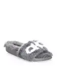 NIB NEW Salvatore Ferragamo Groove grey Gancio mink fur pool slide sandals 5 M