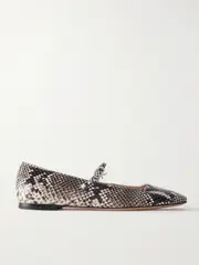 [Gianvito Rossi] Gianvito Rossi - Borneo Snake-effect Leather Mary Jane Flats - Snake print - IT37 IT 37 Animal print