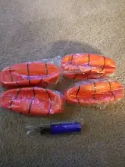 4 RUBBER-INSIDE/OUTSIDE BASKETBALLS-NEW-W/PUMP AND NEEDLE-8.5 INCHES