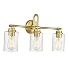 Gold Bathroom Light Fixtures Vanity Light Over Mirror 3-Light Square-Gold