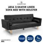 Madison Faux Leather Sofa Bed Lounge Couch Futon Furniture Home Suite - Black
