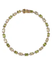 Bloomingdale's Fine Collection Peridot, Lemon Quartz & Diamond Link Bracelet in 14K Yellow Gold