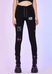 [Dolls Kill x Hello Kitty] Hostile Heart Patchwork Pants