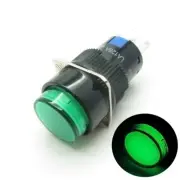 5 × Green 16mm Push Button Switch Momentary Round With DC12V LED Light NO NC