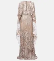 [Elie Saab] Elie Saab Embroidered sheer tulle gown AU 10 brown