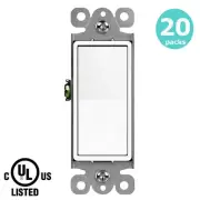 Single-Pole Wall Light Switch Decorator Paddle ON/OFF Rocker Interrupter US 20PK
