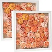 2pcs Shadow Box Frame Display Case 8x8'', Dried Flower Photo Frame, 3D Picture Frame Display Case Deeper 3cm with Transparent Acrylic Panel for Photos, DIY Crafts, Wedding Souvenir (White 8x8)