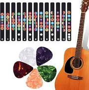 Guitar Note Stickers,Sturdy Fretboard Stickers Guitar Fret Note Stickers | Flexible Guitar Learning Tools with 5 Randomly Colored Guitar Picks Acoustic Guitar Note Stickers for Beginner Helves