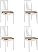 Dining Furniture Dining Chairs with Cushions 4 pcs White Solid Wood