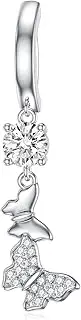 [ROMANTICWORK] Romantic Work Belly Button Piercing 925 Sterling Silver Clicker Belly Button Ring Hanging Navel Ring Hypoallergenic Piercing Navel Ring Belly Piercing Jewellery Gifts for Women