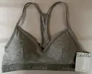 NWT CALVIN KLEIN HEATHER GRAY BRALETTE BRA QP1668X LARGE $38