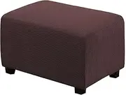 Ottoman Cover Rectangular Ottoman Slipcover Foot Stool Cover Footstool Slipcover Full Protection Footrest Stool Cover with Nonslip Elastic Bottom Ottoman Bench Cover for Home Bedroom (Brown-L)