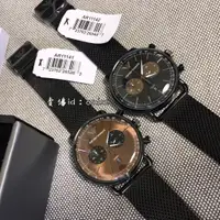 在飛比找蝦皮購物優惠-ARMANI 阿瑪尼手錶 黑色編制錶帶雙眼計時針日曆腕錶 A