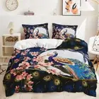 Peacock Flowers 3D Printing Duvet Quilt Doona Covers Pillow Case Bedding Sets