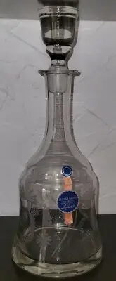 VINTAGE QUEEN'S AWARD HANDCRAFTED LEONARD CRYSTAL DECANTER ETCHED FLORAL DESIGN