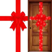 Christmas Cabinet Door Ribbon Bow With Led Light Large Glowing Bow Christmas Wreath Bow Christmas Tree Bow Festival Wrapping Decorations For Christmas