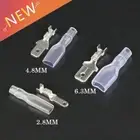 50Set 2.8/4.8/6.3mm Crimp Male Spade Terminal With Transparent Insulating Sleeve
