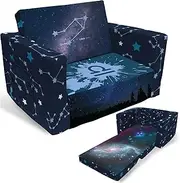 Fond + Found Kids 2-in-1 Convertible Sofa & Lounger, Starry Sky Flip Open Couch, Toddler Chair for Kids Girls & Boys