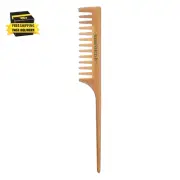 Wide Tooth Wooden Rat Tail Comb - Hair Tool for Teasing Strands & Post Styling -