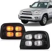 GEEGEETOP Switchback White/Amber LED Front Fog Daytime Running Lamp Flash LED Turn Signal Feature Accessories Compatible with Toyota 4Runner 2006 2007 2008 2009 SR5 Limited Replace Fog light OEM Frame