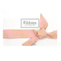 在飛比找momo購物網優惠-【Ribbies】成人蝴蝶結髮帶粉紅金點點(髮帶)