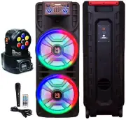 MR DJ NEWYORK+ 12" X 2 Rechargeable Portable Bluetooth Karaoke Speaker Party
