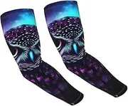 [FHEDVBN] Purple Owl Arm Sleeves Compression Arm Covers for Men Women Outdoor Sun Sleeves Cooling Sports Sleeve, Black