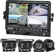 Elinz Quadscreen 9" DVR 4 Camera Package Kit 360 View Reversing Forward Side 12V 24V Bus Trucks Caravan 4 Cameras Night Vision HeavyDuty