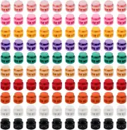 100 Pcs Assorted Color Plastic Double Hole Spring Cord Lock End Stopper Fastener