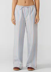 [Lorna Jane] Stripe Lounge Pants in Print, Cotton, Size - Small S Blue Multi Stripe