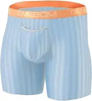 [HASWECHYS] Mens Sexy Vertical Stripe Boxers Briefs Front Opening Pouch Bulge Enhancing Underwears
