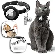 AirTag Cat Collar with Elastic Band Cat AirTag Apple AirTag Collar Cat Leather Safe Cat Collar with Name, Bell. GPS Cat Collar with GPS Tracker Cat Without Subscription 30Sch