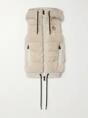 [Moncler Grenoble] Moncler Grenoble - Shell-trimmed Quilted Faux Shearling Hooded Down Vest - Cream - x large x large Cream
