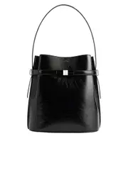 TOTEME | Belted Naplack Bucket Bag in Black | The UNDONE
