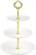 Funzhan White 3 Tier Cupcake Stands Plastic Cupcake Holder Removable Cake Salver Pastry Tray Dessert Display Stand Party Baby Shower Birthday Wedding