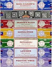 Satya Incense Gift Set Nag Champa, Super hit, Dragon's Blood, Sandalwood, Patchouli, Lavender, Positive Vibes, 15 g