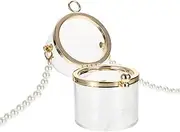 [VANZACK] Plastic Alloy Abs Material Mini Bag Women's Fashion Shoulder Bag Lipstick Pouch Pearl Chain for Work Parties Travel