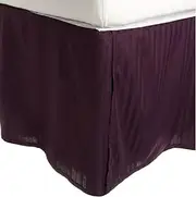 100% Premium Combed Cotton 300 Thread Count Twin Bed Skirt Stripe, Plum
