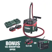 Metabo 36V (2x18V) 20Ltr Wet & Dry L-Class Vac Kit - AU60207200