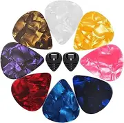 Aufondof & Guitar Picks Holder, 2 Black Stick-on Holders, 30 Pieces, Easy to Paste Suitable for Acoustic Guitar/Electric Guitar/Bass/Ukulele (Colorful Celluloid Guitar Picks)