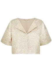 Emilia Wickstead Enna Cropped Metallic Seersucker Jacket - Gold - 10 (UK10 / S) 10 (UK10 / S)