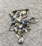 NWT Zimmerman Aliane scarf tie floral bandeau one piece swimsuit sz 0 (2-4)