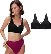 [My Siesta] Axis Seamless Wireless Bra – Luxe Jacquard Fabric, X-Front Design – Buttery Soft, Moisture-Wicking – No-Dig Underband & Foam Cups