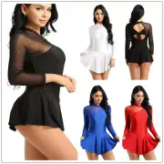 Women Ballet Dance Dress Skating Skirt Leotard Dance Gymnastics Unitard Costume