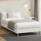 Oikiture Bed Frame King Single Size Bed Base White Boucle