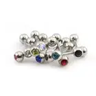Package of 10PCS 14GA Tongue Barbells Ring with Cubic Zirconia Barbell Piercings